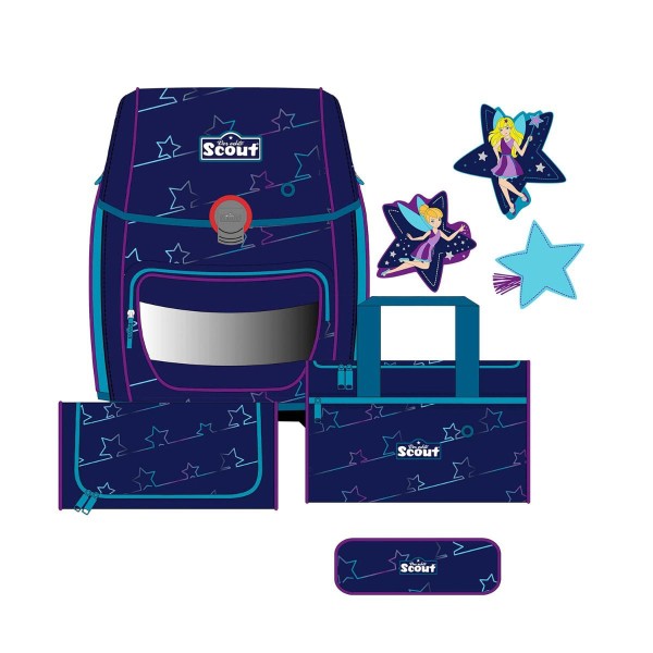 Scout Genius Blue Star Funny Snaps Schulranzen Set 4tlg.